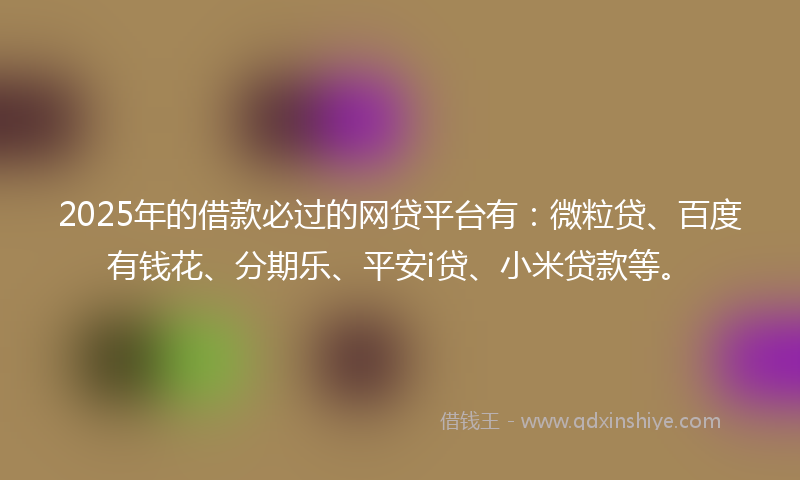 2025年的借款必过的网贷平台有：微粒贷、百度有钱花、分期乐、平安i贷、小米贷款等。