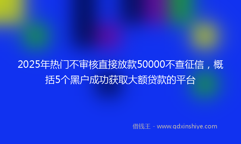 2025年热门不审核直接放款50000不查征信，概括5个黑户成功获取大额贷款的平台