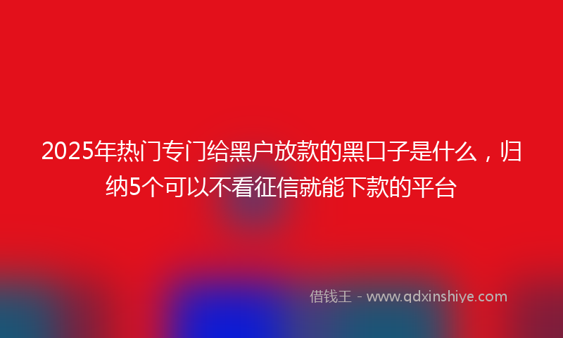 2025年热门专门给黑户放款的黑口子是什么，归纳5个可以不看征信就能下款的平台