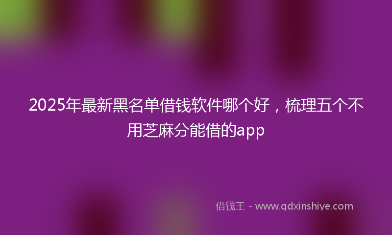 2025年最新黑名单借钱软件哪个好，梳理五个不用芝麻分能借的app