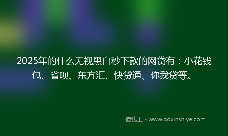 2025年的什么无视黑白秒下款的网贷有：小花钱包、省呗、东方汇、快贷通、你我贷等。