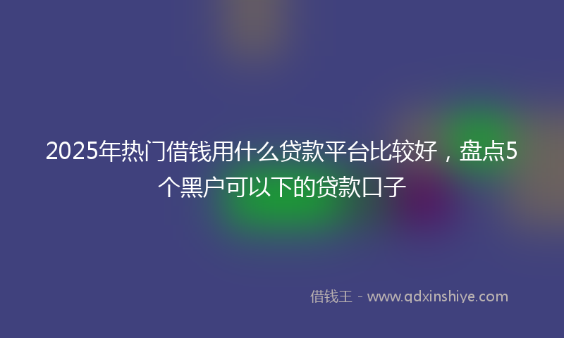 2025年热门借钱用什么贷款平台比较好，盘点5个黑户可以下的贷款口子