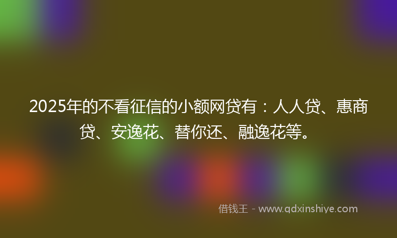 2025年的不看征信的小额网贷有：人人贷、惠商贷、安逸花、替你还、融逸花等。