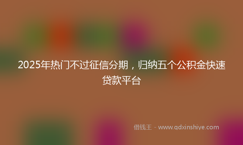 2025年热门不过征信分期，归纳五个公积金快速贷款平台