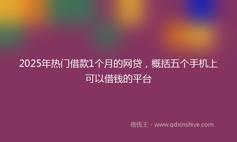 2025年热门借款1个月的网贷，概括五个手机上可以借钱的平台