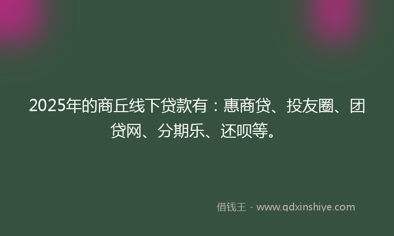 2025年的商丘线下贷款有：惠商贷、投友圈、团贷网、分期乐、还呗等。