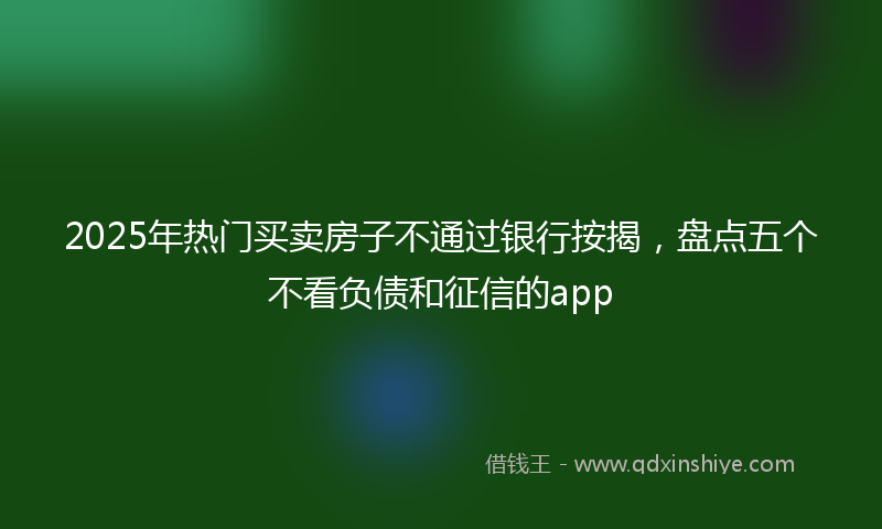 2025年热门买卖房子不通过银行按揭，盘点五个不看负债和征信的app