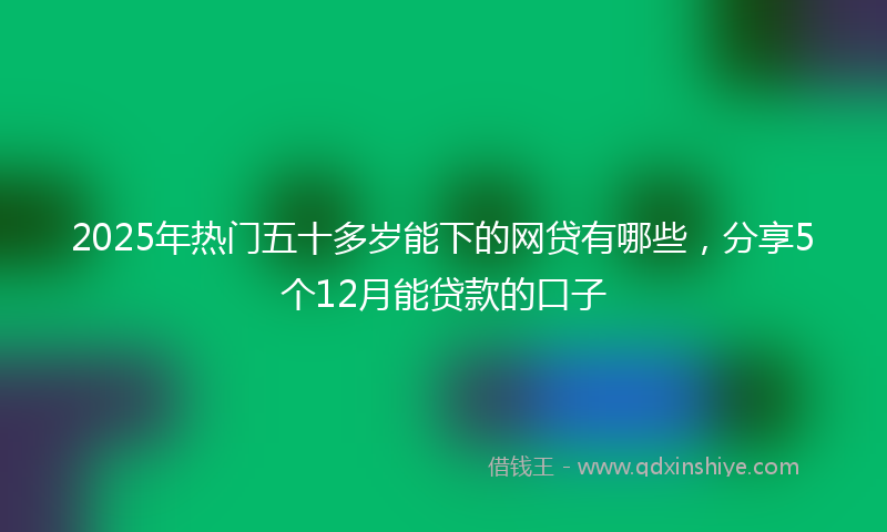 2025年热门五十多岁能下的网贷有哪些，分享5个12月能贷款的口子