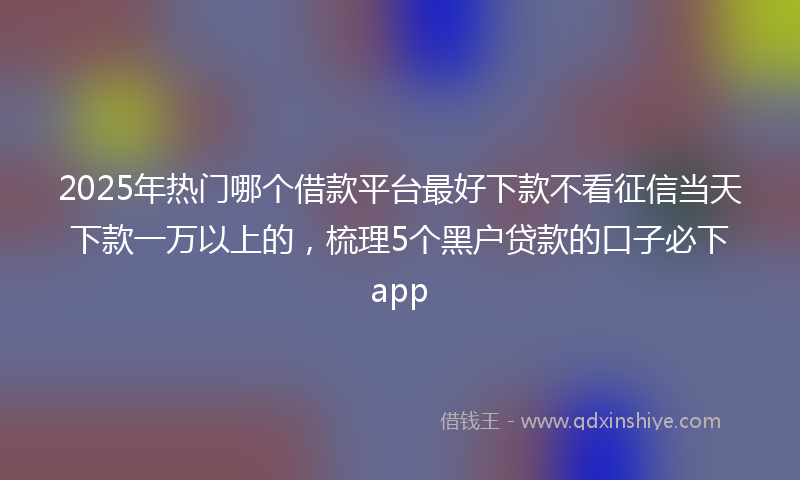 2025年热门哪个借款平台最好下款不看征信当天下款一万以上的，梳理5个黑户贷款的口子必下app