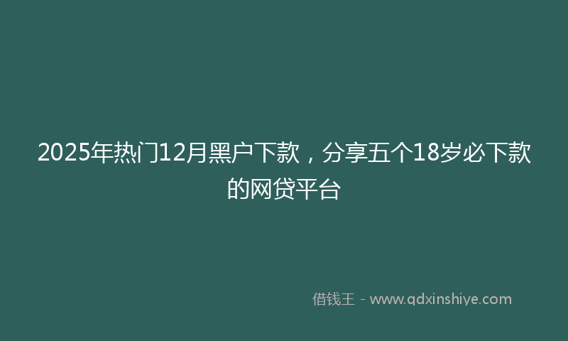2025年热门12月黑户下款，分享五个18岁必下款的网贷平台