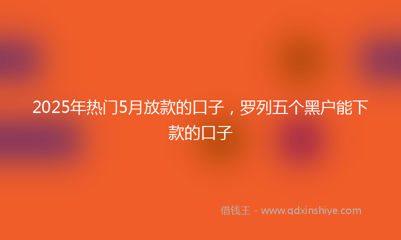 2025年热门5月放款的口子，罗列五个黑户能下款的口子