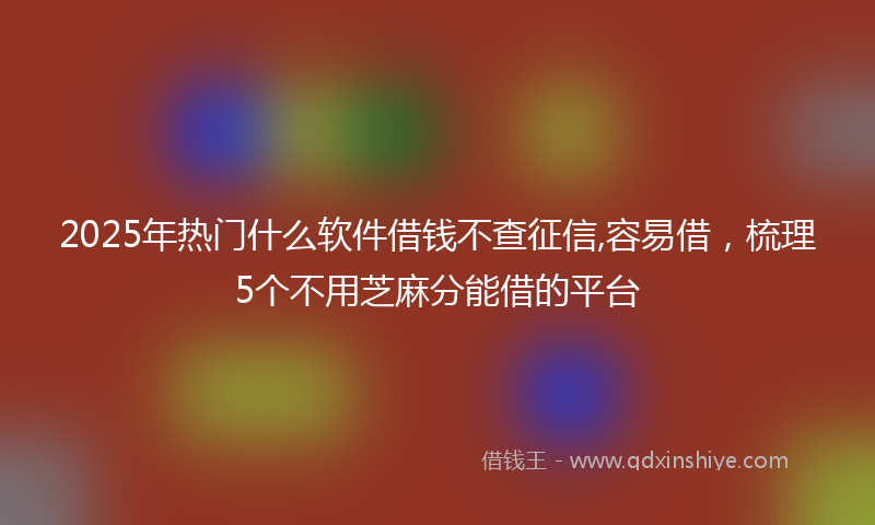2025年热门什么软件借钱不查征信,容易借，梳理5个不用芝麻分能借的平台