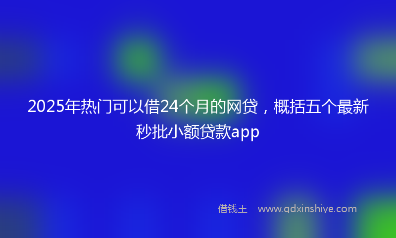 2025年热门可以借24个月的网贷，概括五个最新秒批小额贷款app