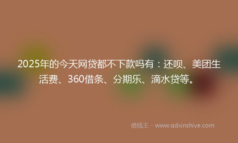 2025年的今天网贷都不下款吗有：还呗、美团生活费、360借条、分期乐、滴水贷等。