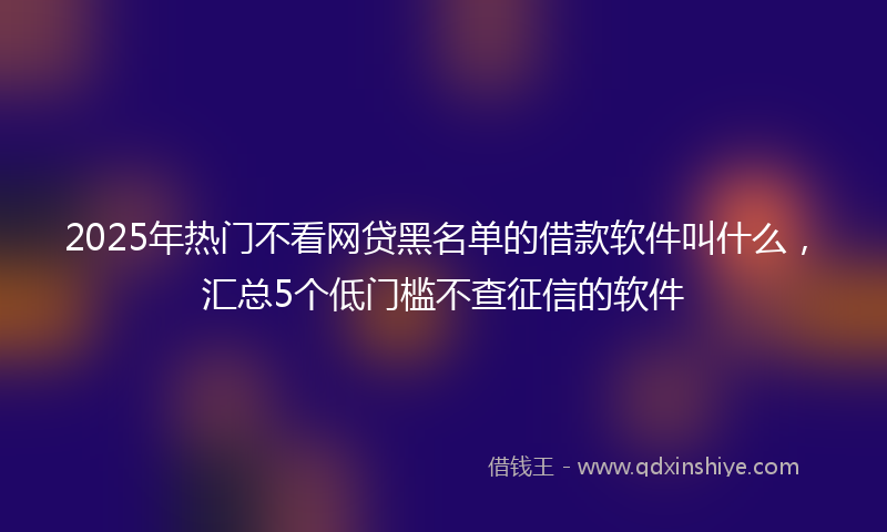2025年热门不看网贷黑名单的借款软件叫什么，汇总5个低门槛不查征信的软件