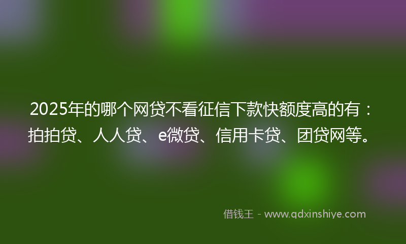 2025年的哪个网贷不看征信下款快额度高的有：拍拍贷、人人贷、e微贷、信用卡贷、团贷网等。