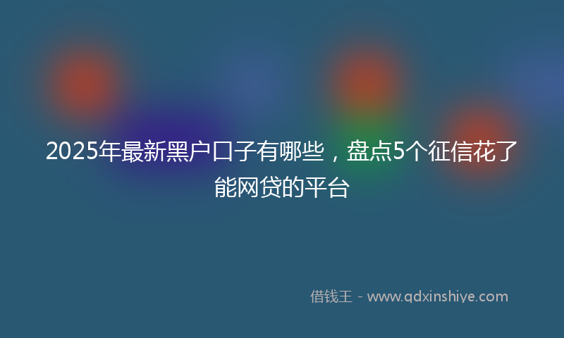 2025年最新黑户口子有哪些，盘点5个征信花了能网贷的平台