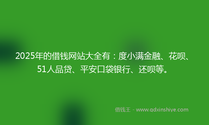 2025年的借钱网站大全有：度小满金融、花呗、51人品贷、平安口袋银行、还呗等。