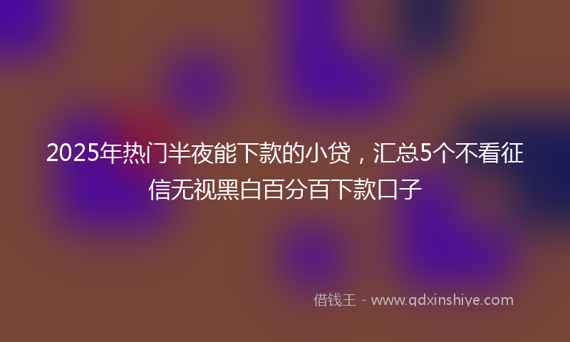 2025年热门半夜能下款的小贷，汇总5个不看征信无视黑白百分百下款口子