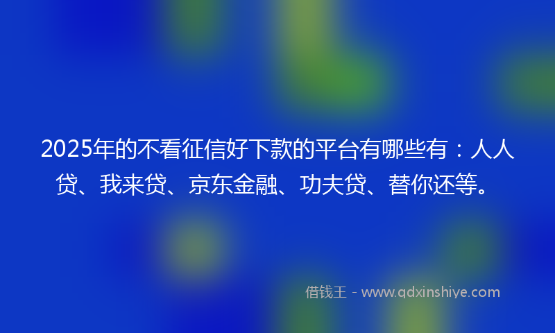 2025年的不看征信好下款的平台有哪些有：人人贷、我来贷、京东金融、功夫贷、替你还等。