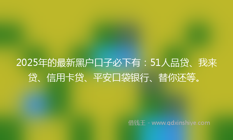 2025年的最新黑户口子必下有：51人品贷、我来贷、信用卡贷、平安口袋银行、替你还等。