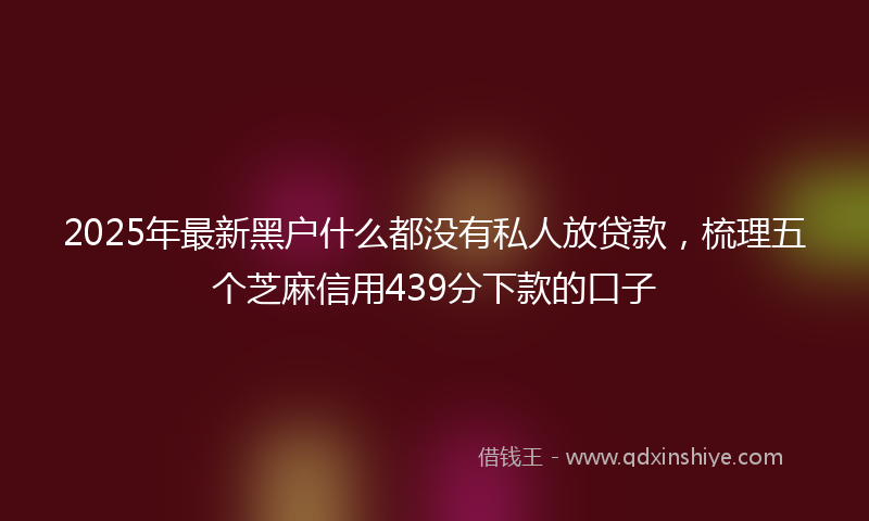 2025年最新黑户什么都没有私人放贷款，梳理五个芝麻信用439分下款的口子