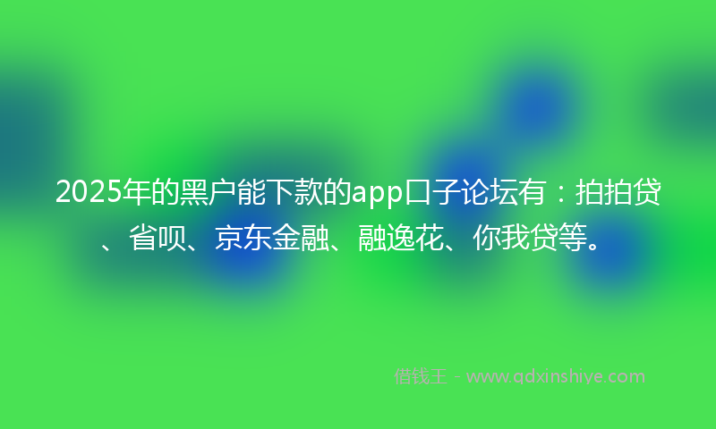 2025年的黑户能下款的app口子论坛有：拍拍贷、省呗、京东金融、融逸花、你我贷等。