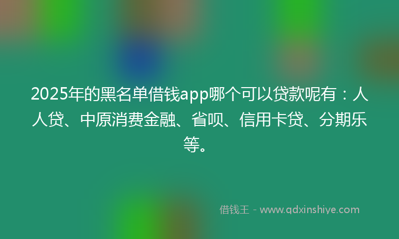 2025年的黑名单借钱app哪个可以贷款呢有：人人贷、中原消费金融、省呗、信用卡贷、分期乐等。