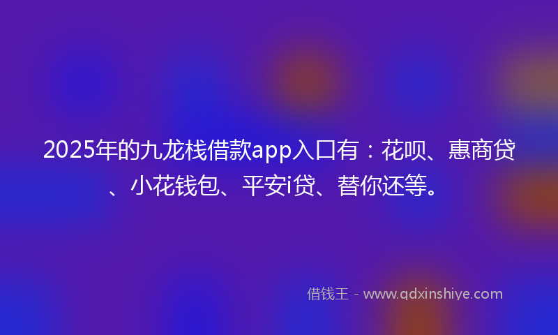 2025年的九龙栈借款app入口有：花呗、惠商贷、小花钱包、平安i贷、替你还等。