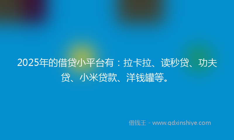 2025年的借贷小平台有：拉卡拉、读秒贷、功夫贷、小米贷款、洋钱罐等。