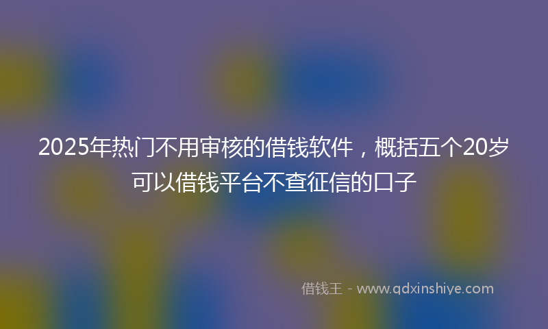 2025年热门不用审核的借钱软件，概括五个20岁可以借钱平台不查征信的口子