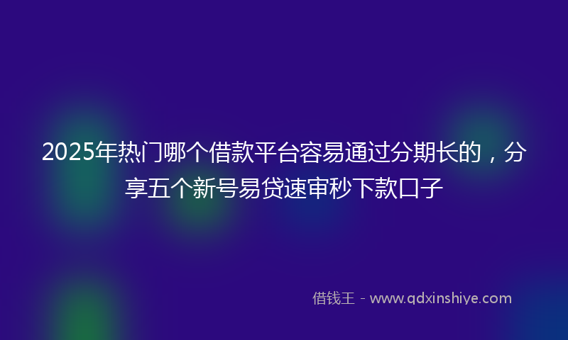 2025年热门哪个借款平台容易通过分期长的，分享五个新号易贷速审秒下款口子