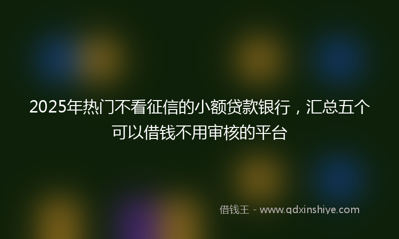 2025年热门不看征信的小额贷款银行，汇总五个可以借钱不用审核的平台