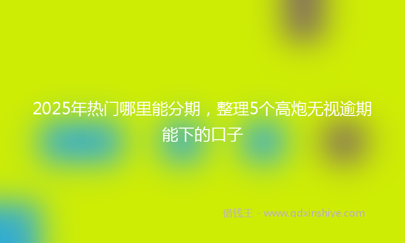 2025年热门哪里能分期，整理5个高炮无视逾期能下的口子