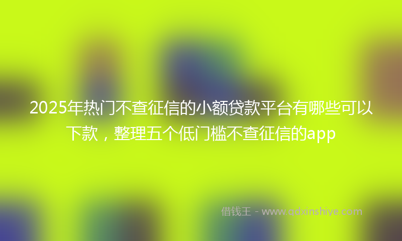 2025年热门不查征信的小额贷款平台有哪些可以下款，整理五个低门槛不查征信的app