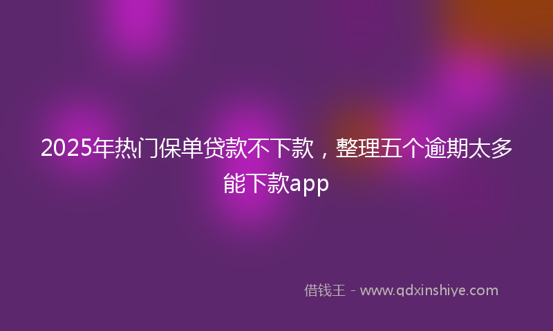 2025年热门保单贷款不下款，整理五个逾期太多能下款app