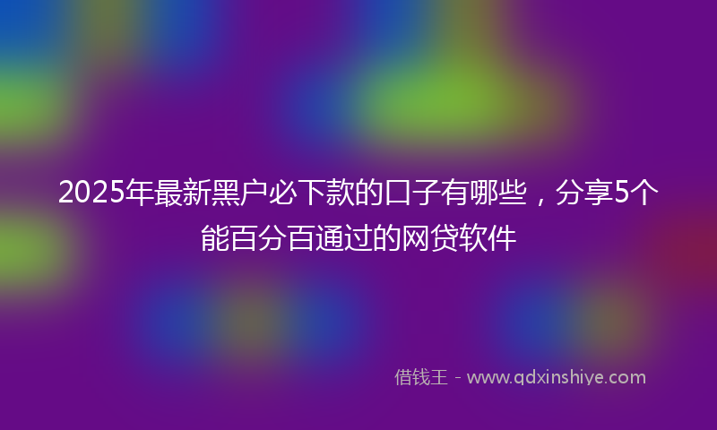 2025年最新黑户必下款的口子有哪些，分享5个能百分百通过的网贷软件