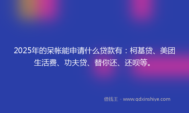 2025年的呆帐能申请什么贷款有：柯基贷、美团生活费、功夫贷、替你还、还呗等。