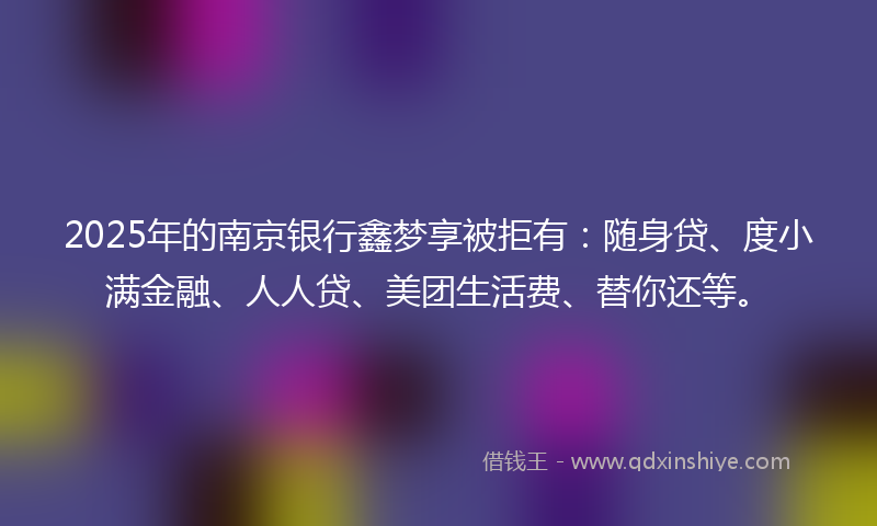 2025年的南京银行鑫梦享被拒有：随身贷、度小满金融、人人贷、美团生活费、替你还等。