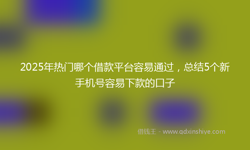 2025年热门哪个借款平台容易通过，总结5个新手机号容易下款的口子