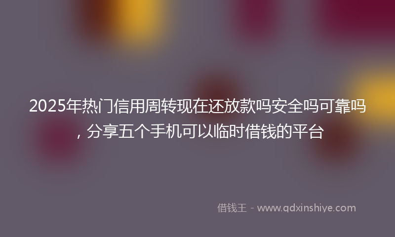 2025年热门信用周转现在还放款吗安全吗可靠吗，分享五个手机可以临时借钱的平台