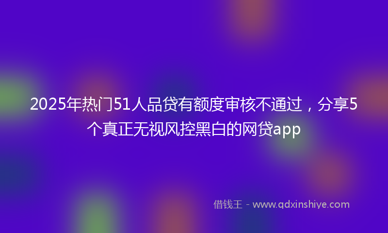 2025年热门51人品贷有额度审核不通过，分享5个真正无视风控黑白的网贷app