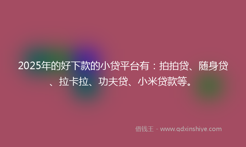 2025年的好下款的小贷平台有：拍拍贷、随身贷、拉卡拉、功夫贷、小米贷款等。