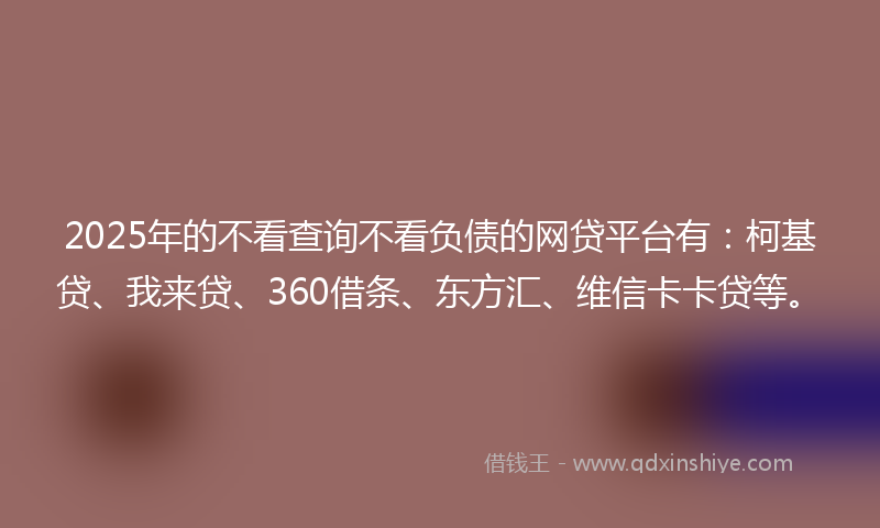 2025年的不看查询不看负债的网贷平台有：柯基贷、我来贷、360借条、东方汇、维信卡卡贷等。