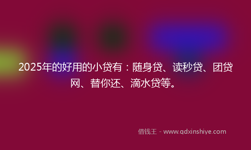 2025年的好用的小贷有：随身贷、读秒贷、团贷网、替你还、滴水贷等。