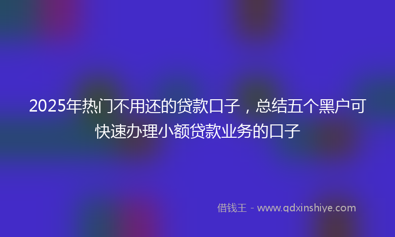 2025年热门不用还的贷款口子，总结五个黑户可快速办理小额贷款业务的口子