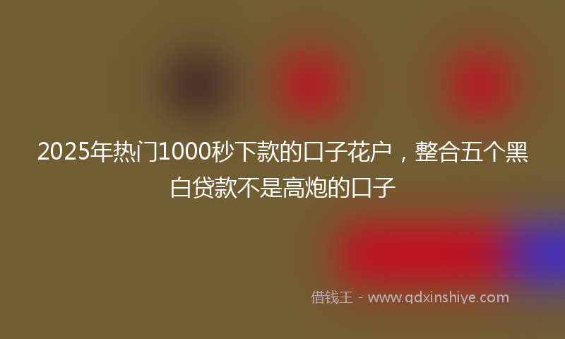 2025年热门1000秒下款的口子花户，整合五个黑白贷款不是高炮的口子