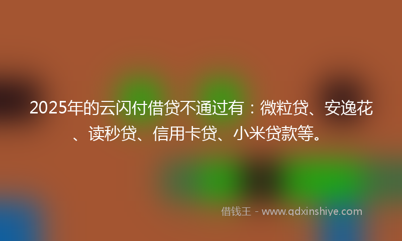 2025年的云闪付借贷不通过有：微粒贷、安逸花、读秒贷、信用卡贷、小米贷款等。