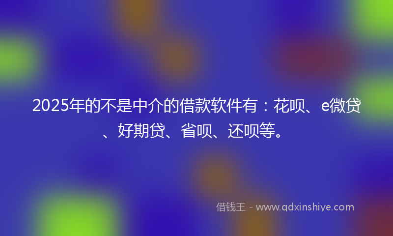 2025年的不是中介的借款软件有：花呗、e微贷、好期贷、省呗、还呗等。