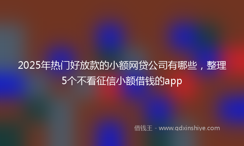 2025年热门好放款的小额网贷公司有哪些，整理5个不看征信小额借钱的app